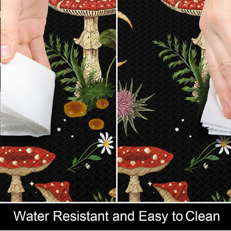 Mushroom Kitchen Mat Set of 2, Cushioned Anti-Fatigue Memory Foam