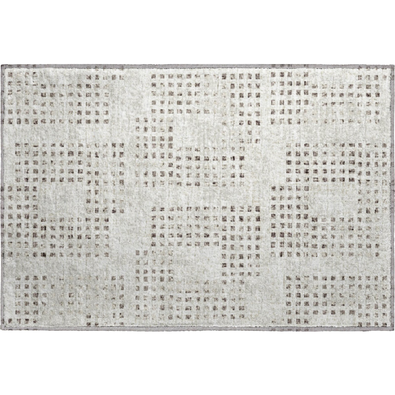 Premium Machine Washable Mayfield AMF33 Geometric Rug, 1'8" x 2'6", Beige