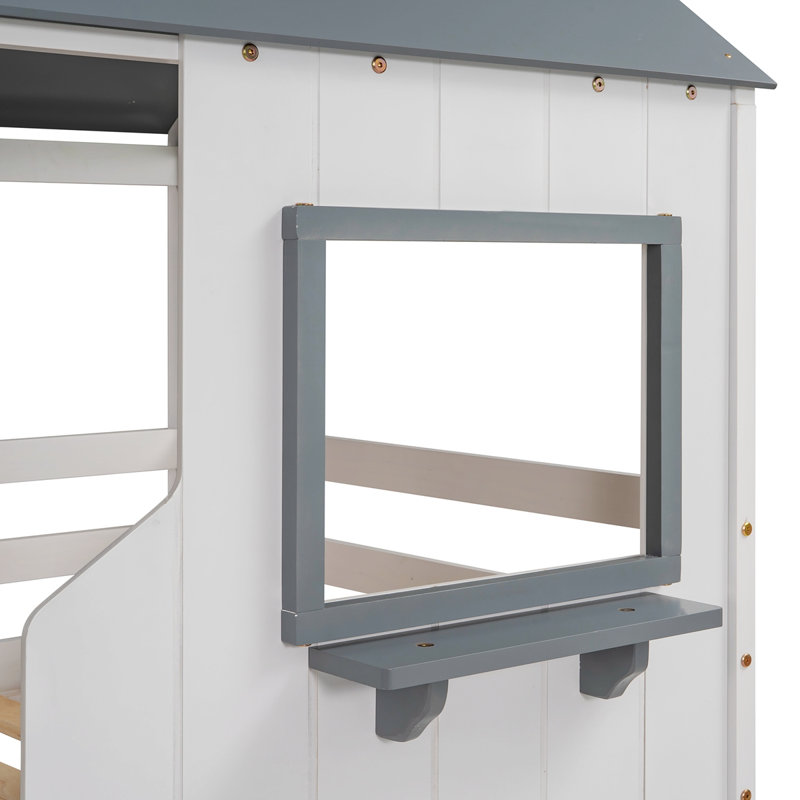 Lit plateforme Focht, Blanc / gris