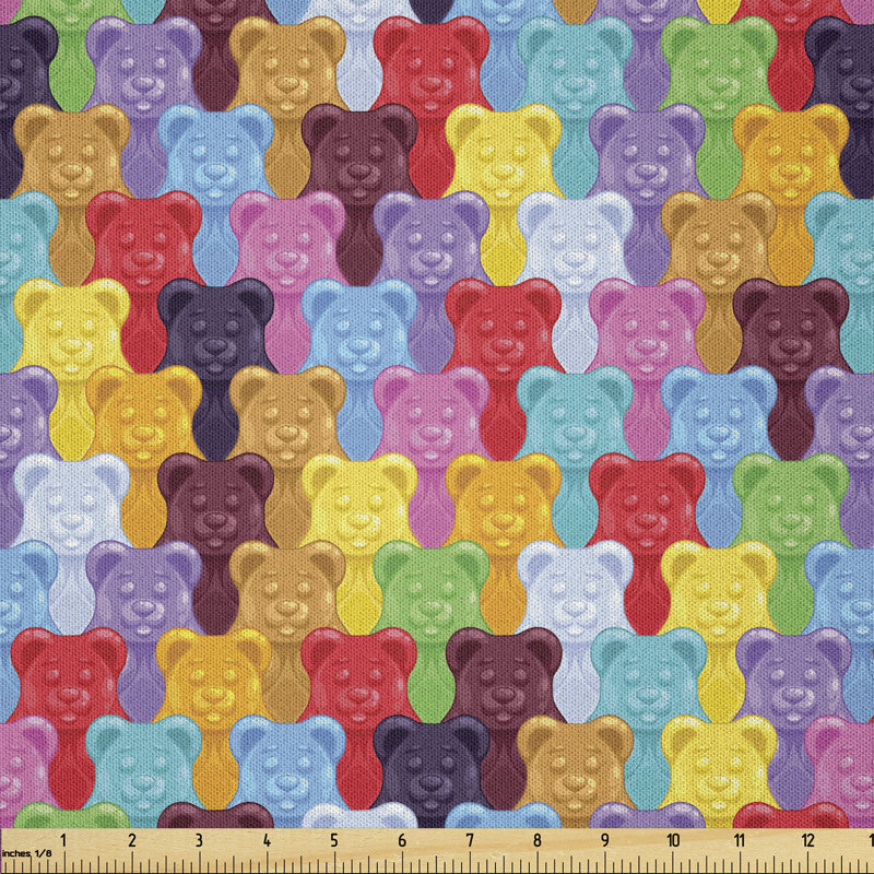 Davinna Gummy Bears Tile Candies in Different Vibrant Jelly Tasty Snack Multi-Purpose Fabric