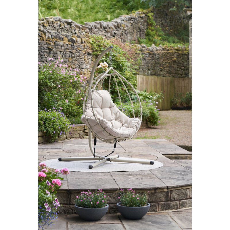 Lyon Anthracite Outdoor Single Hanging Chair, Single, Putty Beige