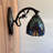 Seibel Tiffany Sconce Lamps Green Stained Glass Pull Chain Switch LED Blub Included 6"W*11"D*9"H-1215785810