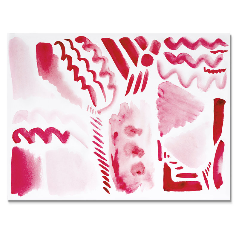 Éléments graphiques rétro en orange et rouge II - peinture sur toile, Toile tendue, H 12 po x l 20 po