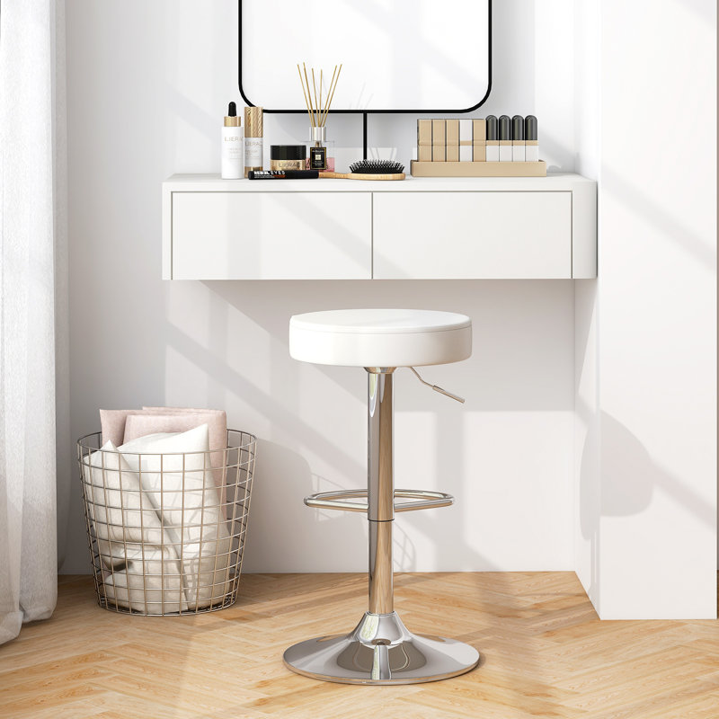 Tabouret de bar pivotant à hauteur réglable Armins, Blanc, 2