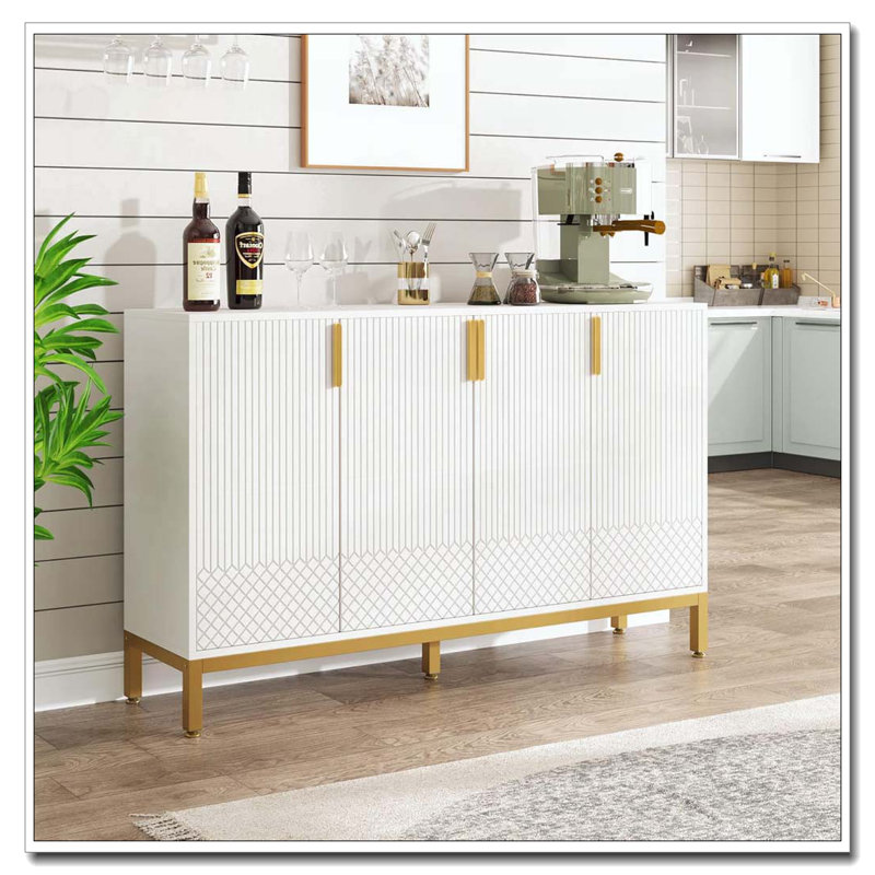 Buffet 4 portes avec rangement, Blanc