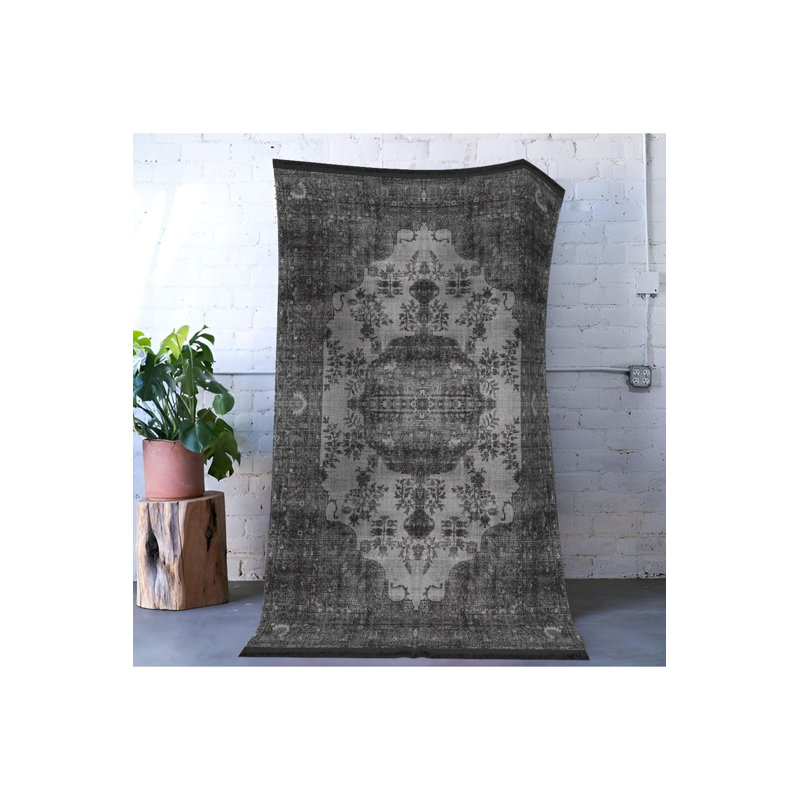 Tapis décoratif rétro lavable à la machine, Sous-tapis rectangulaire de 3 pi 3 po x 4 pi 11 po