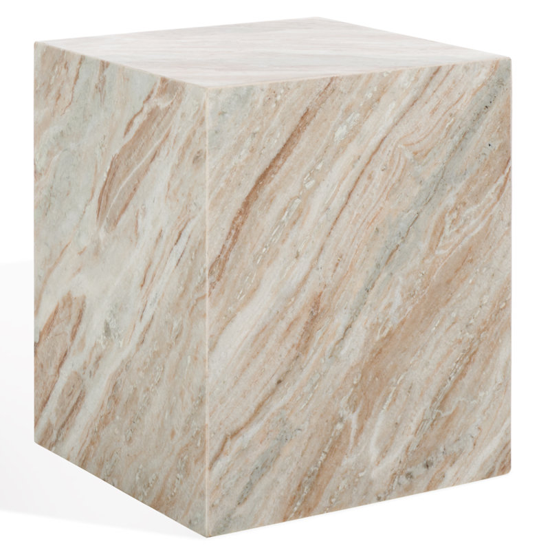 Yantarni Marble Plinth Accent Table, Brown/White