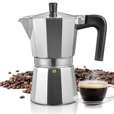 3-Cup Moka Pot Espresso Maker for Stovetop – Italian Coffee Pot Compatible with Gas, Electric & Ceramic Stoves, Perfect for Home Brewing