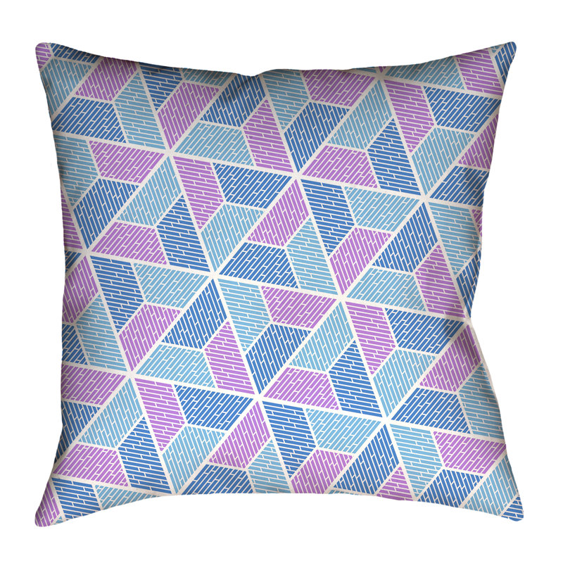 Coussin Katelyn Elizabeth, 14 po x 14 po, Bleu / Mauve, Polyester