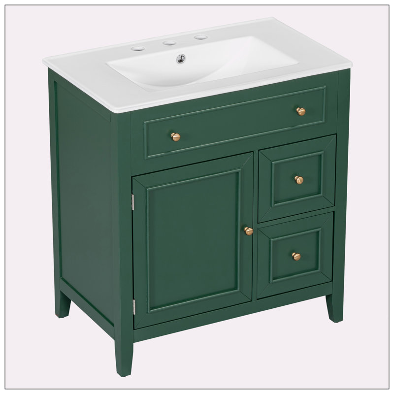 Meuble-lavabo 30 po avec comptoir d'évier, Vert