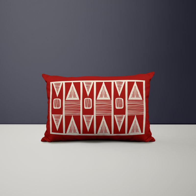 Polyester/Polyester Blend Lumbar Rectangular Indoor/Outdoor Pillow Cover & Insert, Red