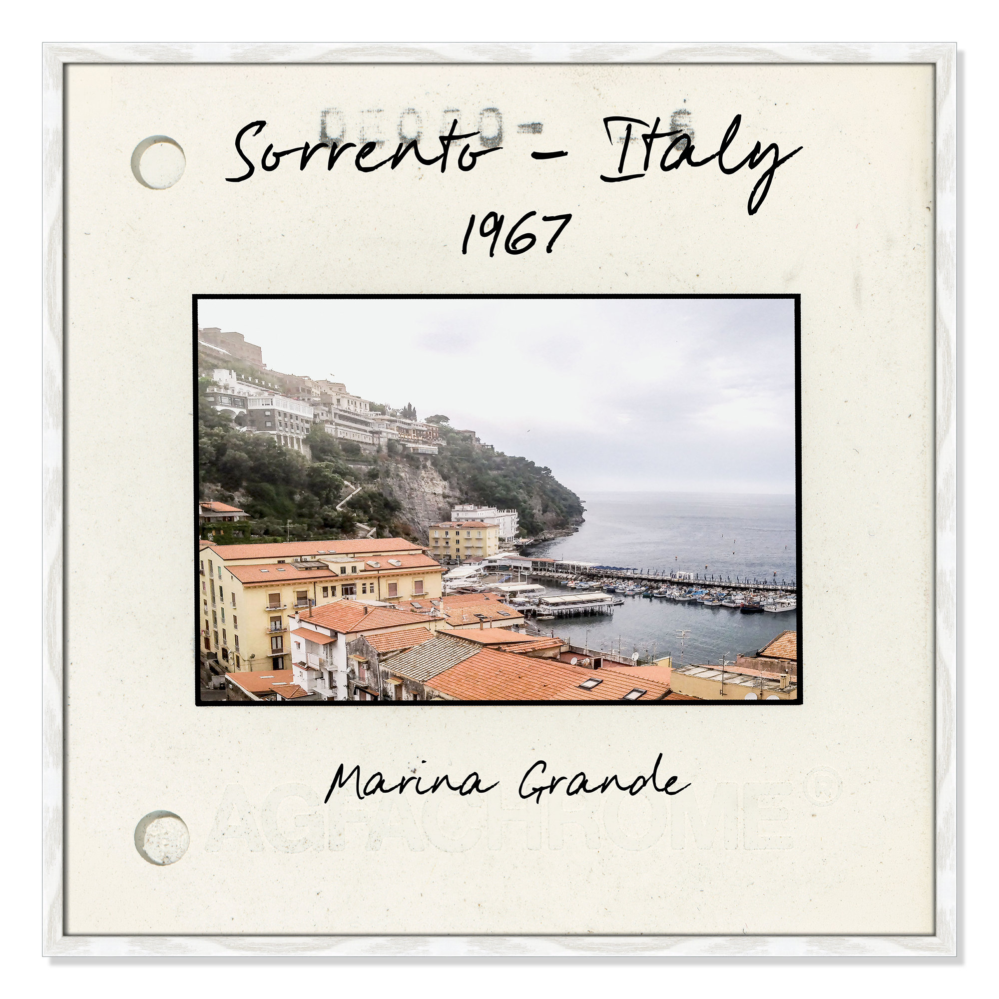Sorrento Italy - Marina Grande Print by Susan Jill, 32" H x 32" W x 0.75" D, White Single Picture Framed Paper