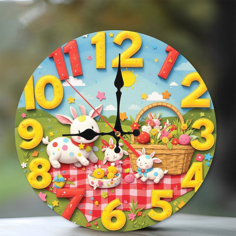 conception de chiffres mignons avec horloge de pique-nique