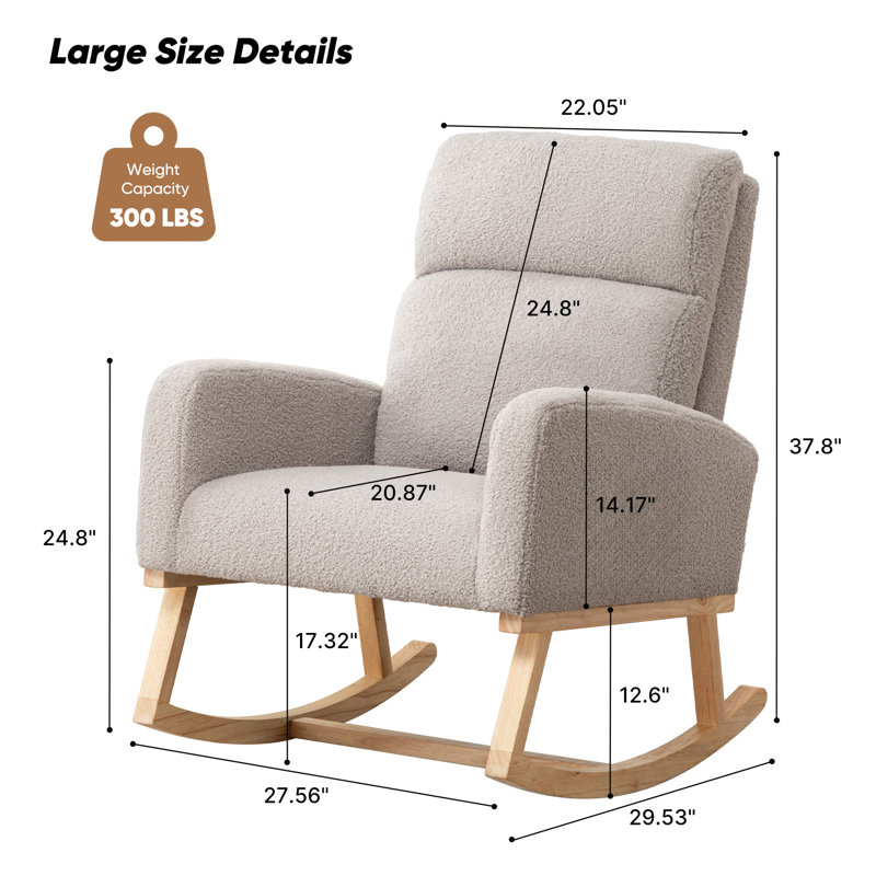 Fauteuil à bascule en bois massif, Gris clair