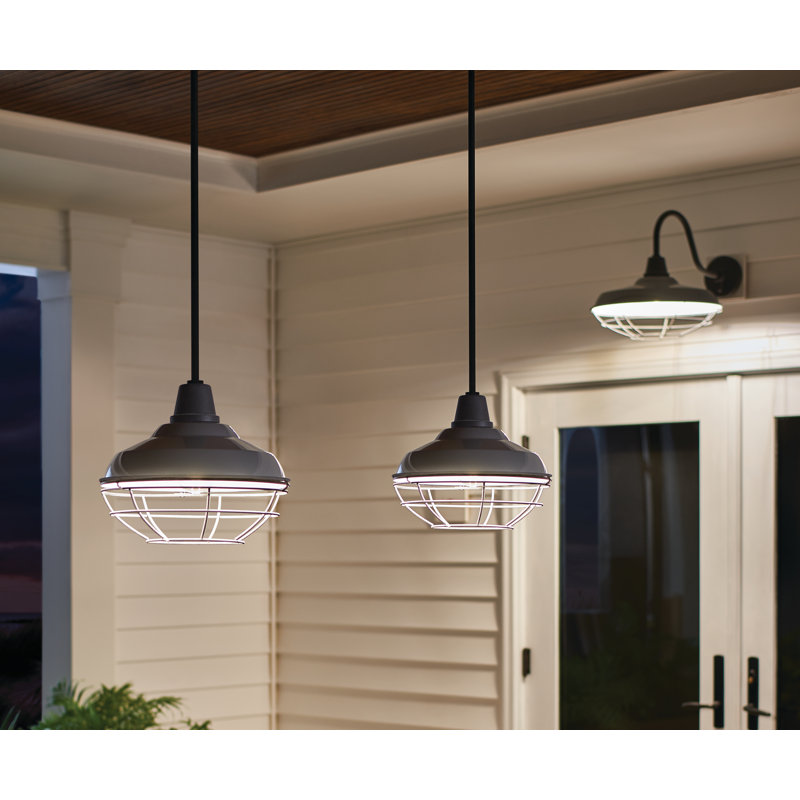 Luminaire de grange d'extérieur Sayre, Gris brillant, H 16,25 po x l 12,5 po x P 12,5 po