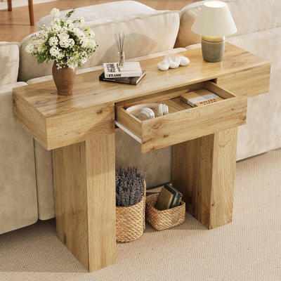 47" Console Table with Storage Drawer,Wood Rectangular Sofa Table Behind Couch,Narrow Entryway Table,TV Stand,Farmhouse Entry Way Tables for Entrance,