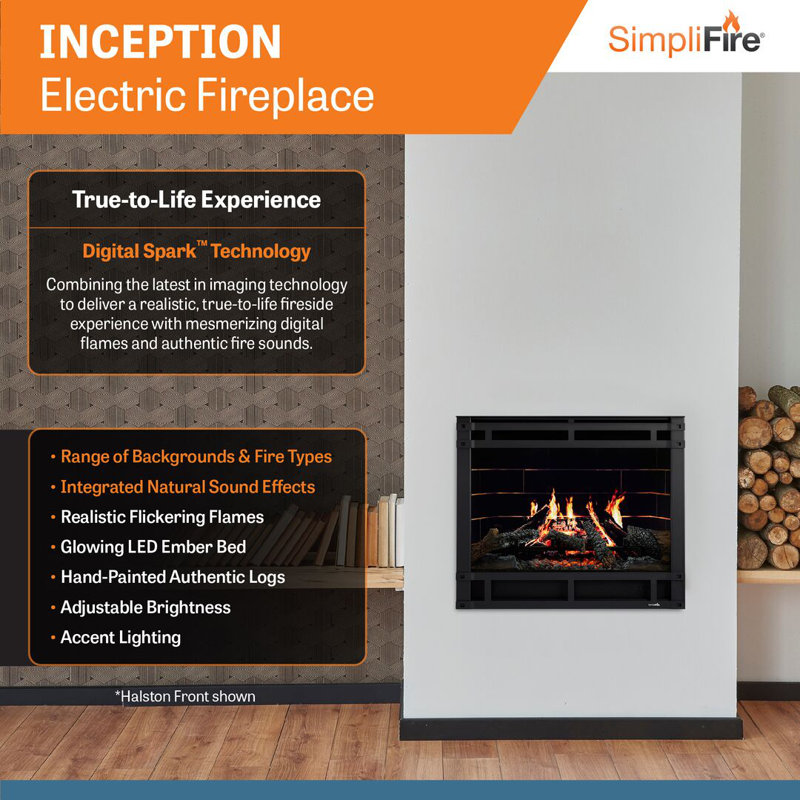 SimpliFire Inception 36-in Electric Fireplace with Decorative Front