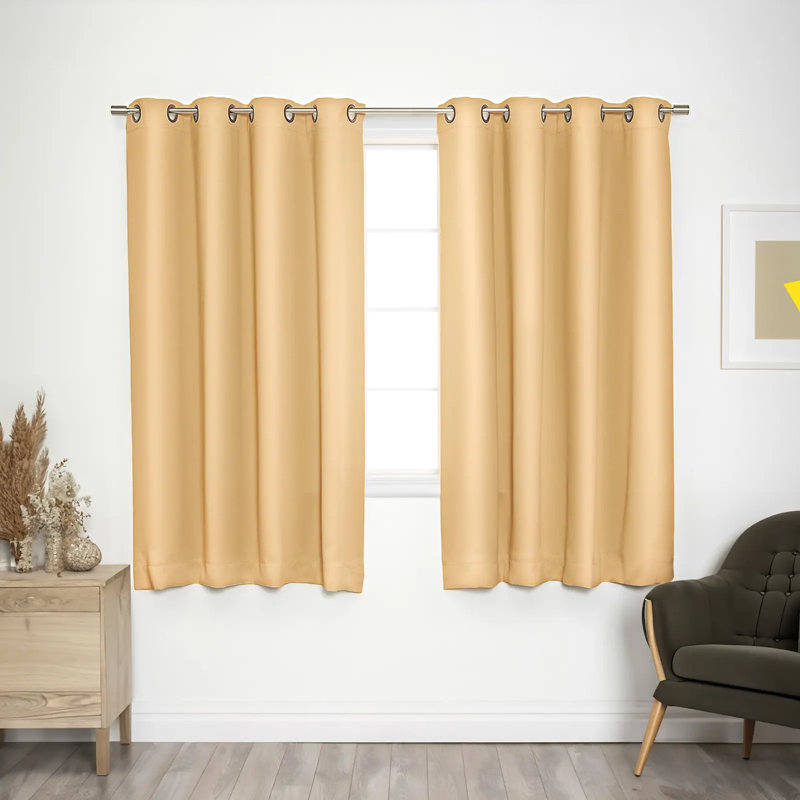 Adina Sevan Solid Thermal Grommet Curtain Panels, 52"W x 63"L, Sunlight