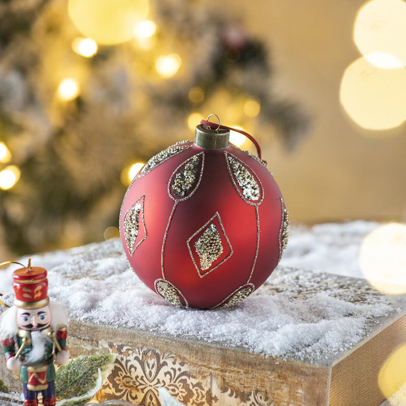 D4,7 po, boules de Noël décoratives, boules de Noël suspendues en verre pour décorations de fêtes, ensemble de 4