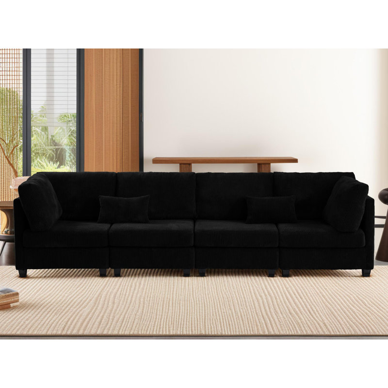 Canapé modulaire en velours côtelé 126 pouces, Noir