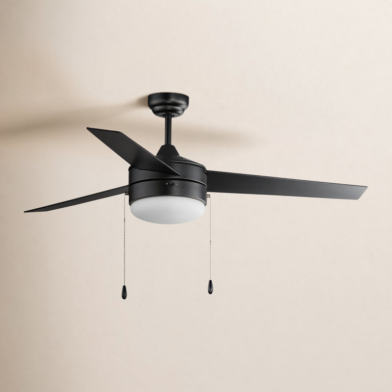Zagreb 52'' Ceiling Fan with Light Kit, Matte Black