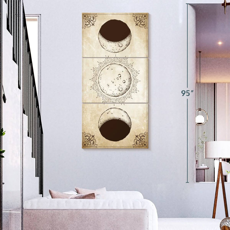 Phases de lune antiques, H 75 po x l 36 po
