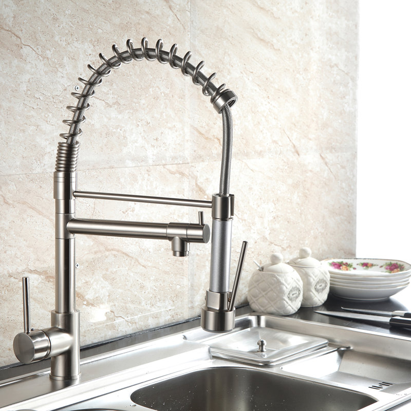 PENGFANG WORLDWIDE LLC Pull Down Kitchen Faucet, Brushed Nickel