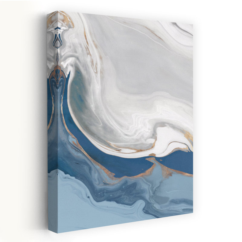 Velours bleu I abstrait art océanique moderne et élégant, H 24 po x l 16 po