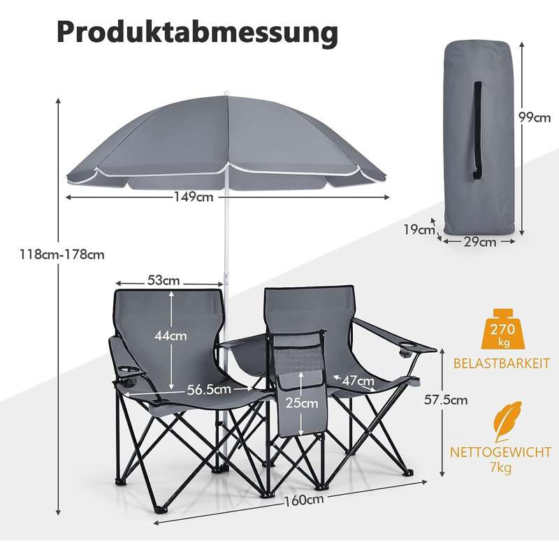 Besharat Folding Camping Chair, Grey