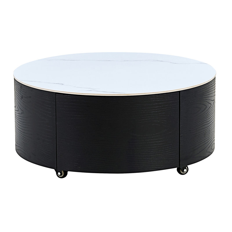 Round Movable Coffee Table With Casters