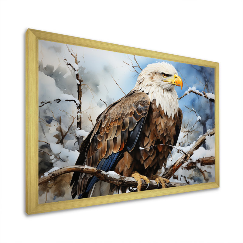Prismatic Majestic Bold Eagle IV sur toile, Cadre doré simple, H 24 po x l 32 po x P 1 po