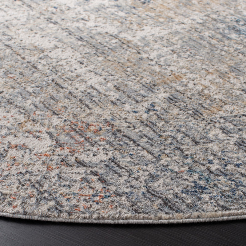 Tapis gris clair Adal, Rond 6 pi 7 po