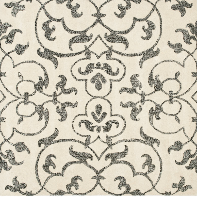 Candelo Hand Tufted Wool Floral Rug, Square 8'