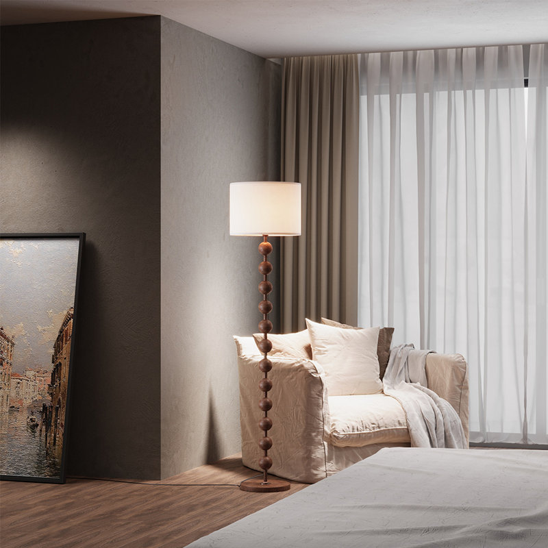 155cm Polished Torchiere Floor Lamp with USB and Outlet