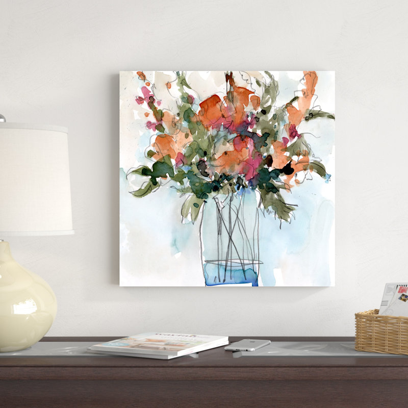«Water Garden Still Life II» par Samuel Dixon - peinture sur toile tendue, H 20 po x l 20 po, Toile tendue, Non