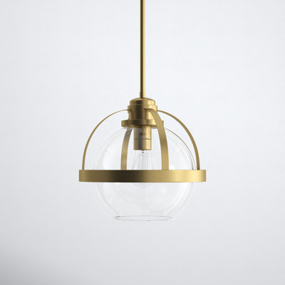 Willem Single Globe Glass Pendant in Warm Brass