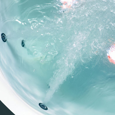 59" Corner Whirlpool Bathtub for 2-Person, Luxury Jetted Spa Tub with 10 Hydro Massage Jets, 8 LED Air Bubble Jets, Waterfall Faucet, Adjustable Massage System, UL/ETL Certified Pumps