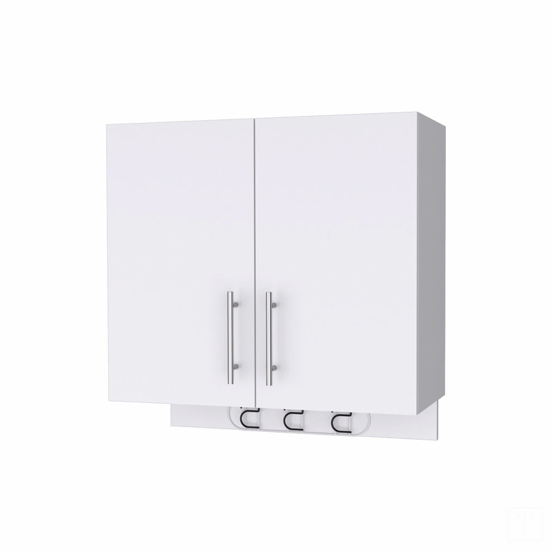 2-Door 2-Shelf Wall Storage Cabinet With Hangers