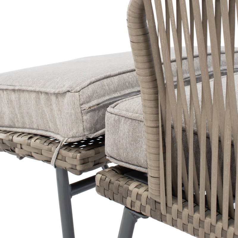 Ensemble de conversation pour patio avec coussins 2 personnes Nevaeh, Gris