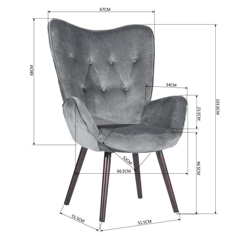 Garmon Velvet Armchair, Grey
