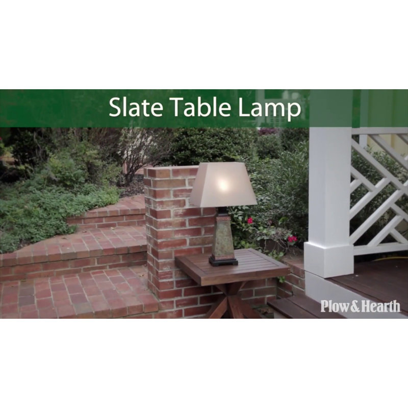 Weatherproof Slate and Copper Outdoor Table Lamp