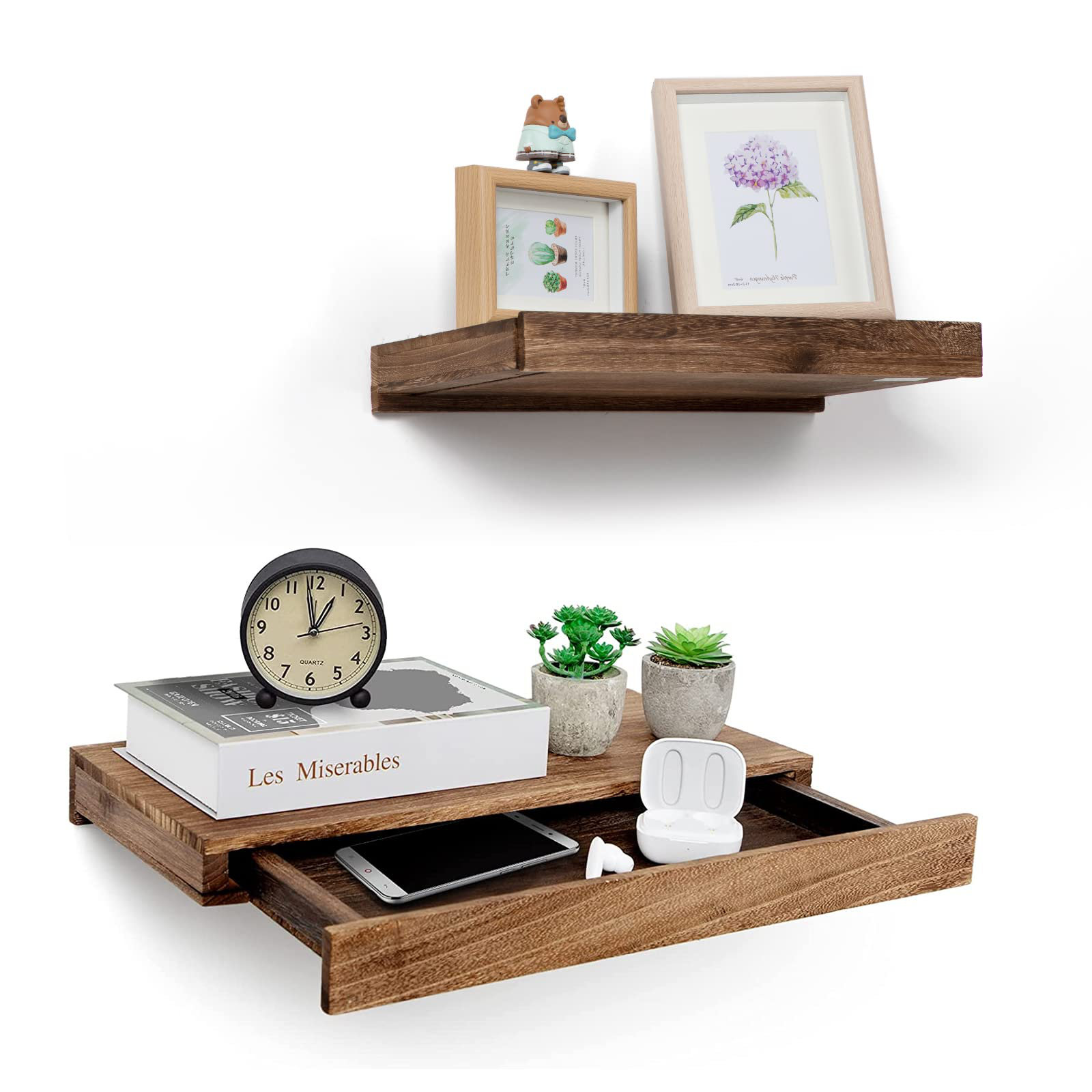 Loon Peak Cattima Solid Wood Floating Shelf With Drawer Wayfair Canada   Cattima Solid Wood Floating Shelf With Drawer 