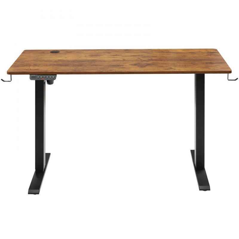 Bureau à hauteur ajustable (1,2 m * 0,6 m), bureau électrique à 3 modes, planche de bureau entière, structure en métal robuste double Bureau de chargement pour ordinateur à 180 lb