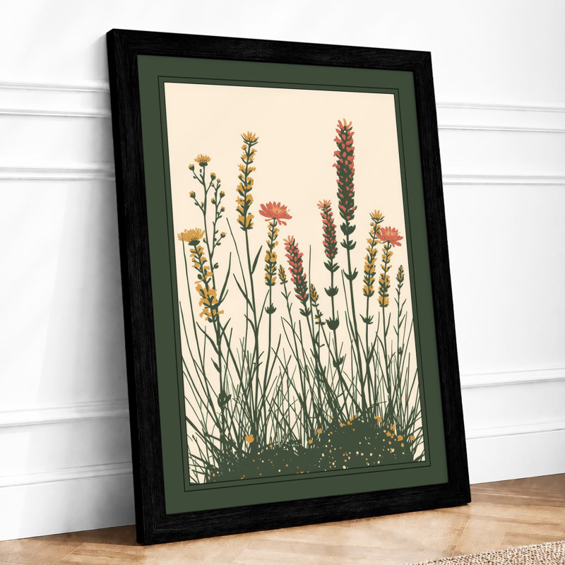 Wildflower Meadow Botanical - Framed Print, Black, A4 - 29.7 x 21.0 cm