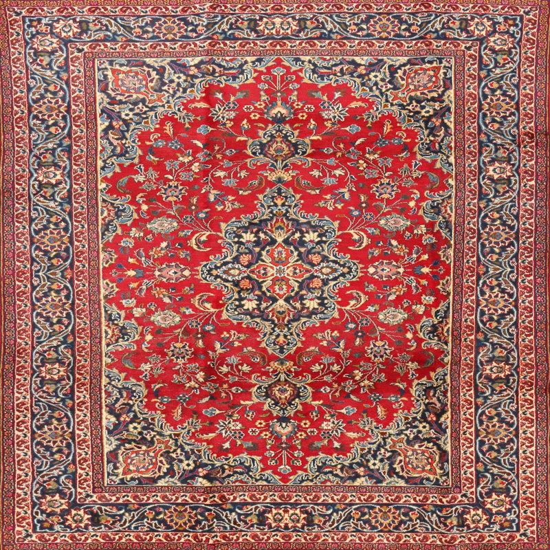Tapis de style oriental rouge, Carré 6 pi