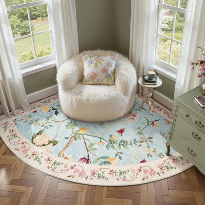 Chinoiserie Vintage Floral Rug Washable Non-slip
