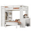 Lit superposé avec lit inférieur démontable et bureau, structure de lits superposés en bois massif avec tablettes intégrées et garde-robe, peut être converti en lit mezzanine-1189080935