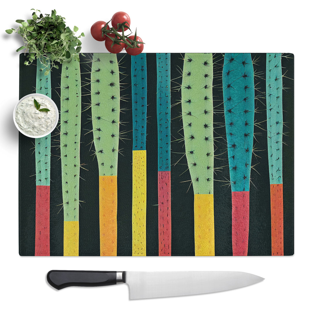 Abstract Cactus Vol.2  Glass Chopping Board