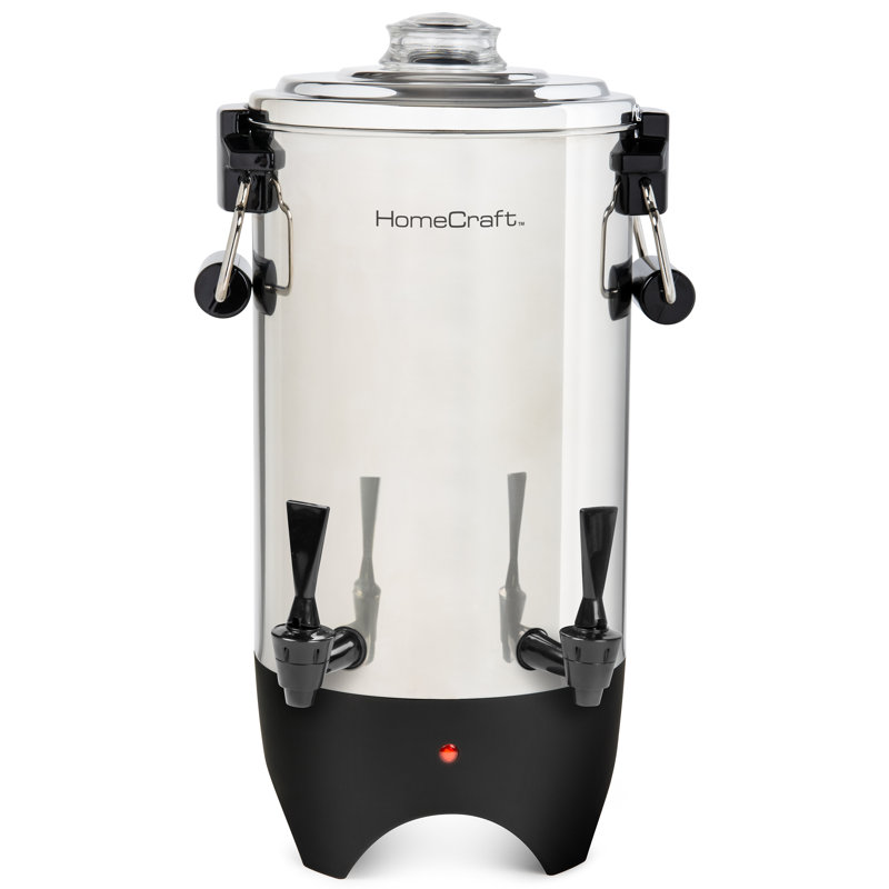 HomeCraft Quick-Brewing Stainless Steel 1000-Watt Automatic 45-Cup Double-Faucet Coffee Urn, Perfect For Coffee, Espresso, Hot Water, Tea, Hot Chocolate