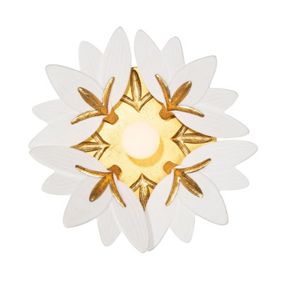 Bloom 12-in Gold Leaf/Bone China Wall Sconce